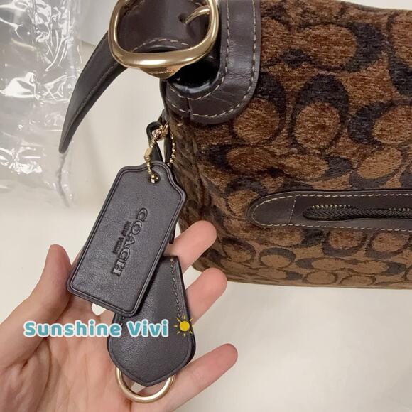 NWT Limited Coach Etta Flap Shoulder Bag in Signature Chenille CCE58 IM/Truffle - Picture 7 of 15